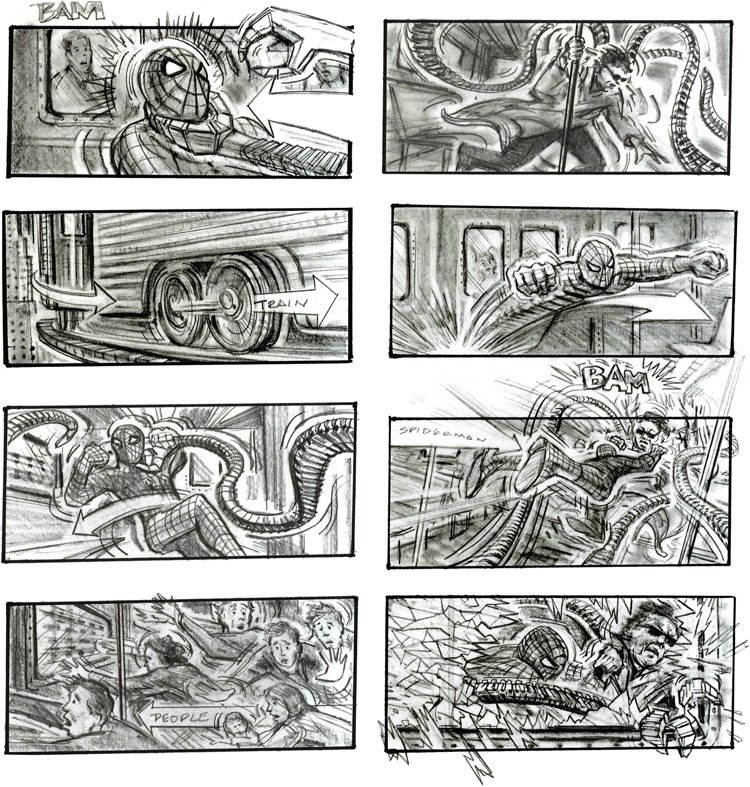 spiderman 2 storyboard